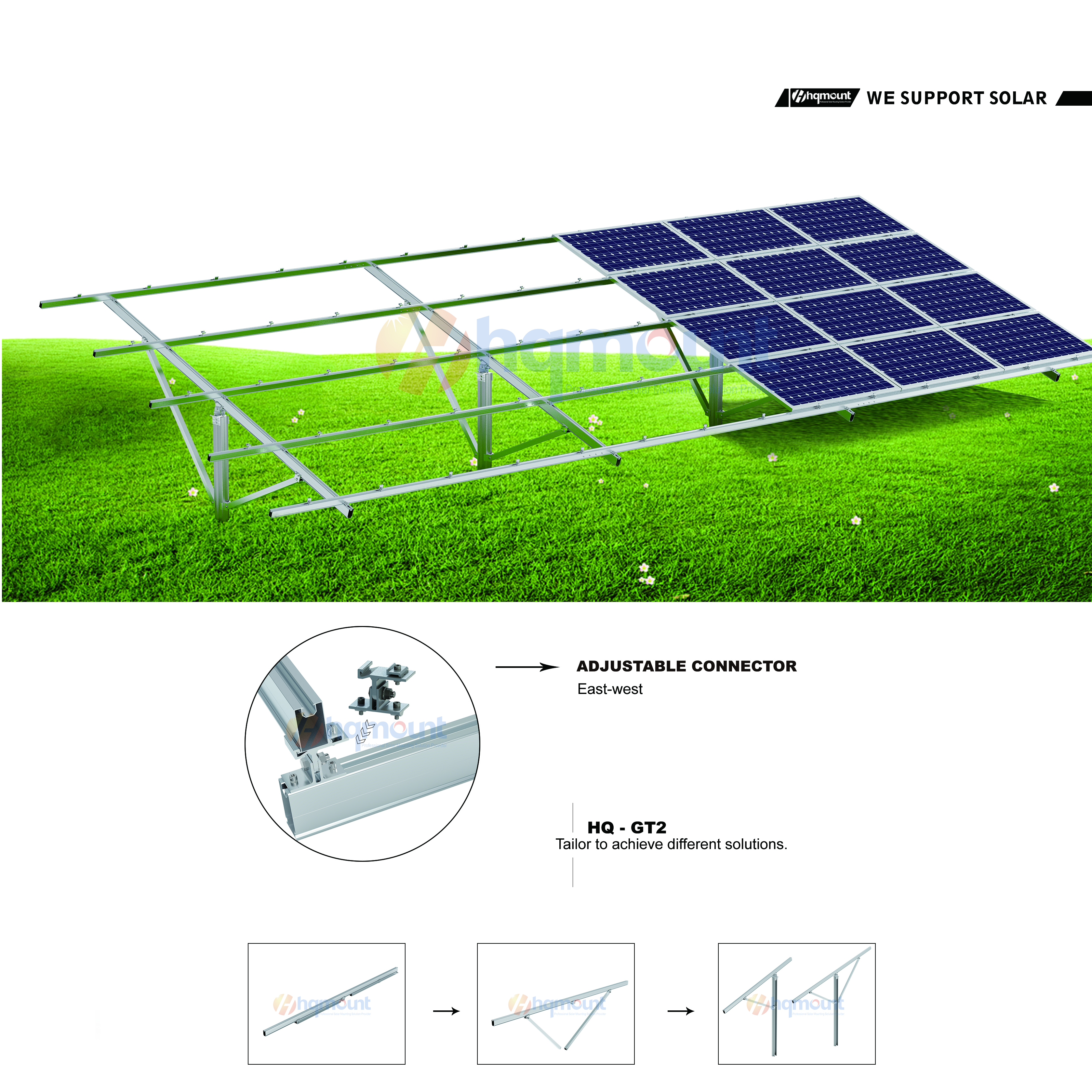 HQ Mount Einzelpfahl-Solarhalterung für schwieriges Gelände